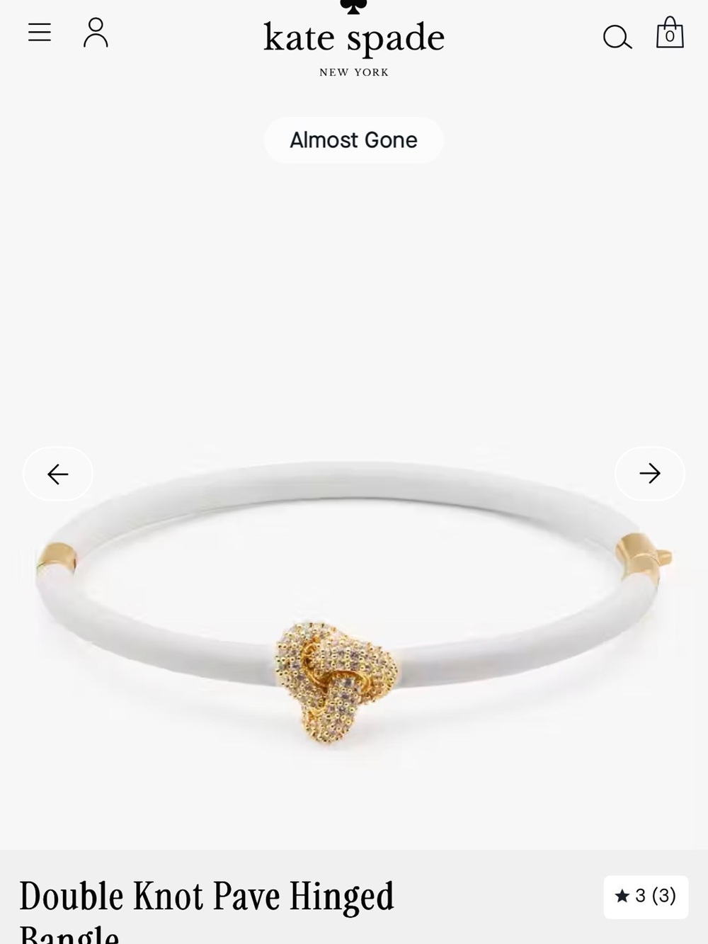 kate spade White Leather Bangle with Gold Knot Accent - Picture 2 of 2